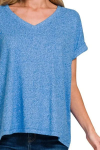 Zenana Soft Melange Hacci V - neck Tee - Update AvenueT-ShirtsTrendsi1001006381017111001006381017115849af90 - 6856 - 47bd - ac61 - 85b67187f6af - Max - OriginOCEAN BLUE