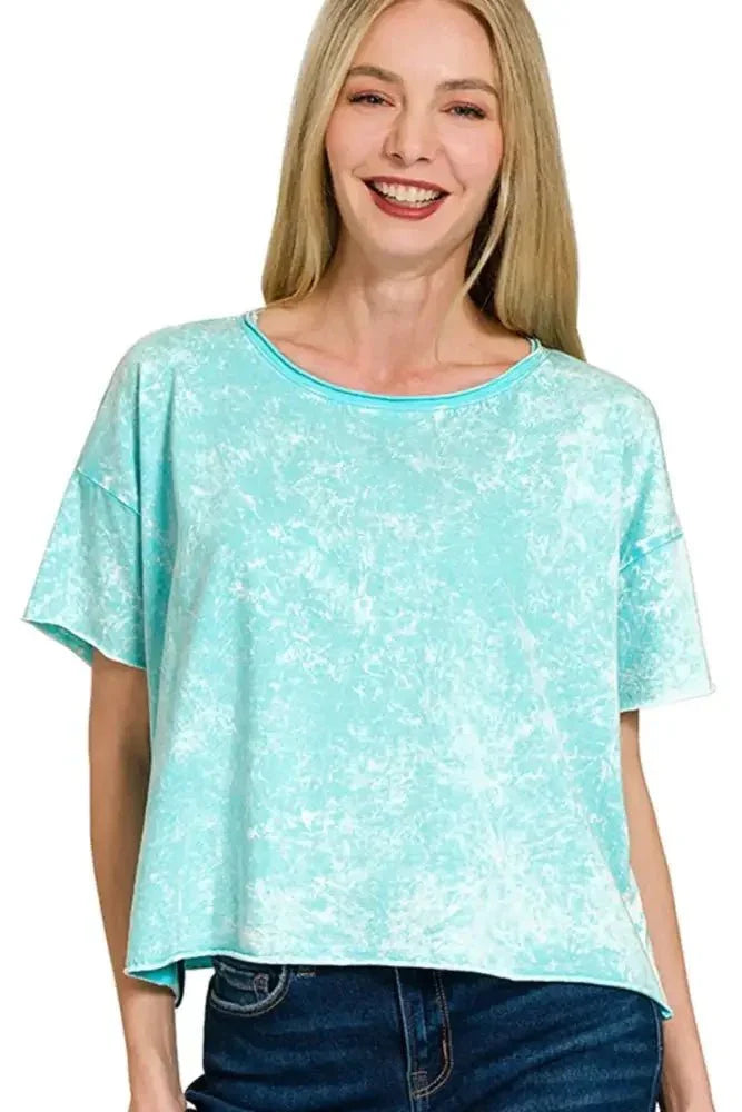 Zenana Washed Crew Neck Short Sleeve Crop Box Tee - Update AvenueT-ShirtsTrendsi1001000835310251001000835310254f5ab7cd - 1ef0 - 4cfc - a61a - 48178a6540d9 - Max - OriginMINT SKY