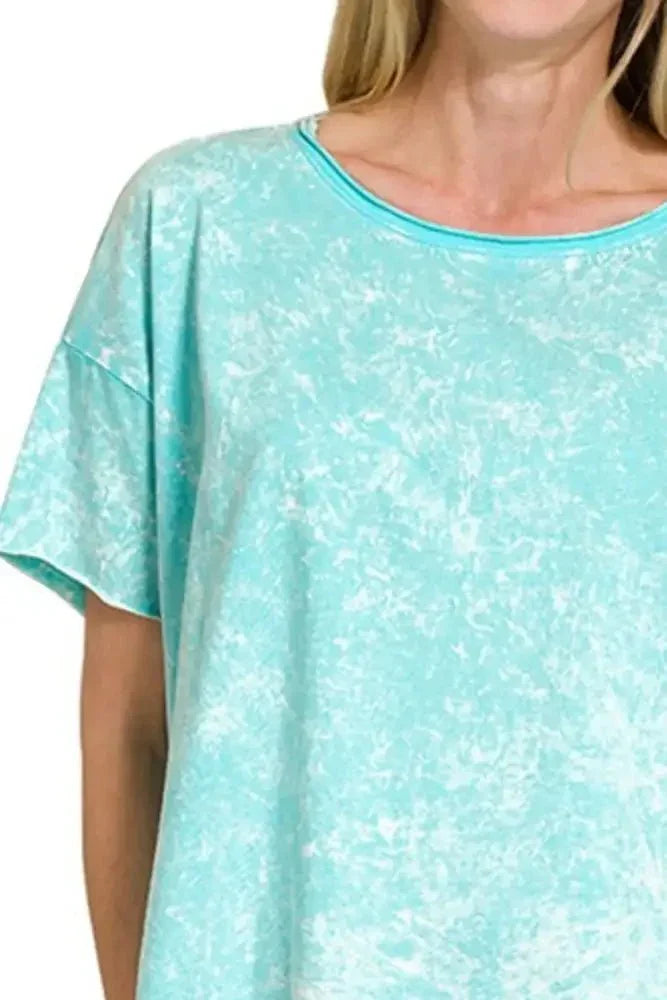 Zenana Washed Crew Neck Short Sleeve Crop Box Tee - Update AvenueT-ShirtsTrendsi100100083531025100100083531025407a0948 - 15bc - 434f - 9d33 - e7e8c4d32942 - Max - OriginMINT SKY
