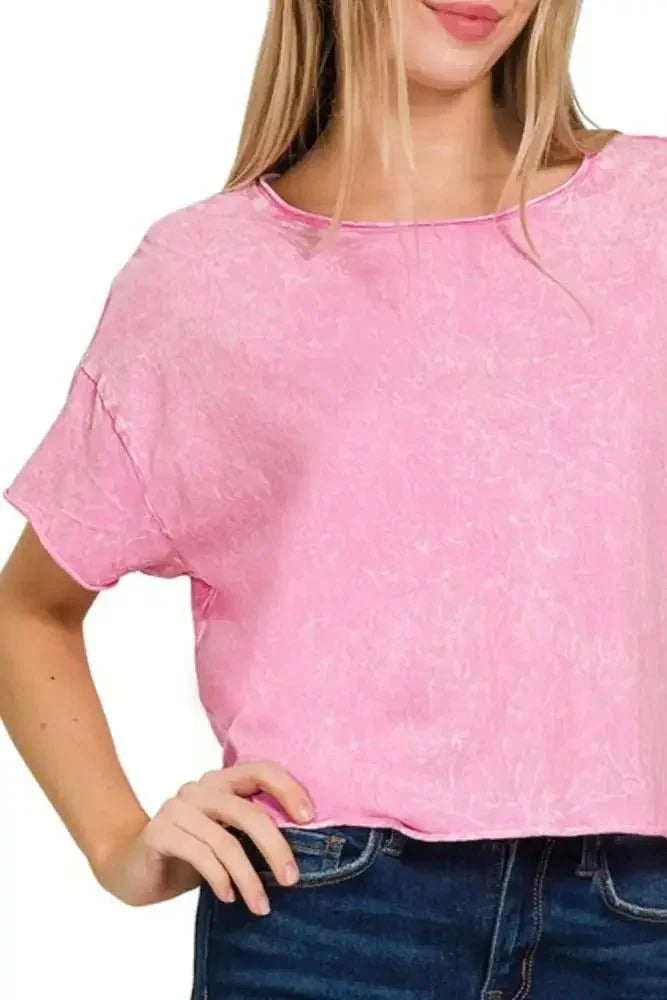 Zenana Washed Crew Neck Short Sleeve Crop Box Tee - Update AvenueT-ShirtsTrendsi100100868401417100100868401417cb7b1f71 - 88bb - 4532 - b578 - 00f23d375471 - Max - OriginCANDY PINK