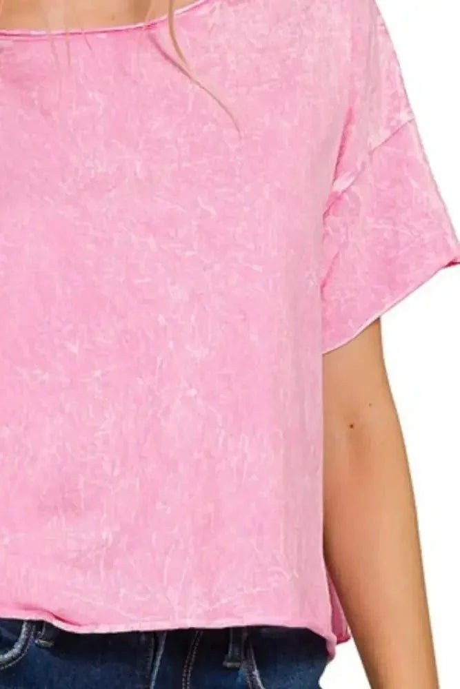 Zenana Washed Crew Neck Short Sleeve Crop Box Tee - Update AvenueT-ShirtsTrendsi1001008684014171001008684014171a9a656a - 6e24 - 449f - a762 - 25e89eb5556a - Max - OriginCANDY PINK