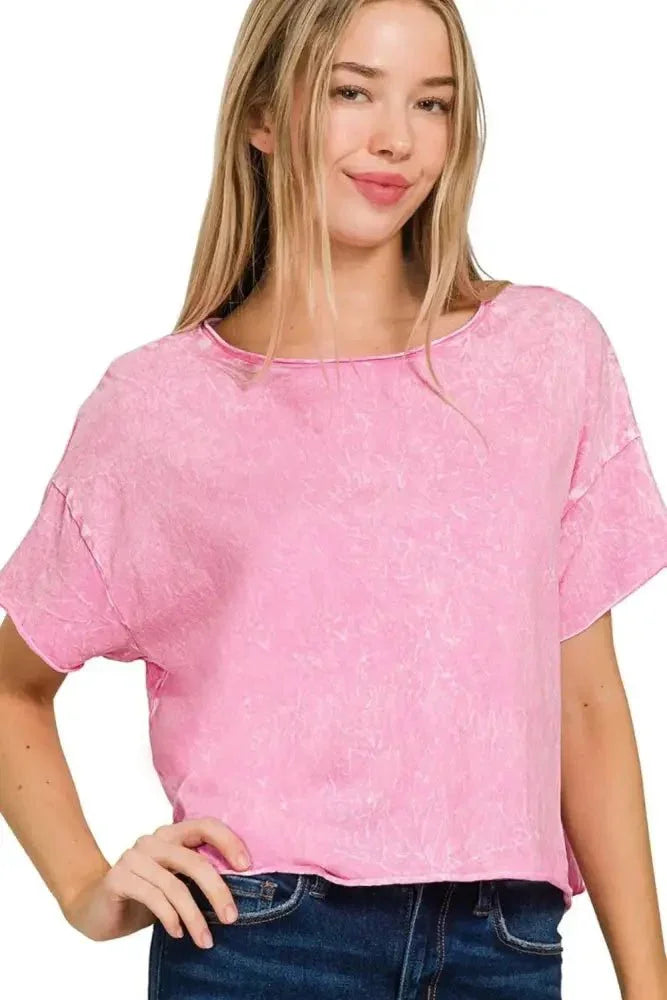 Zenana Washed Crew Neck Short Sleeve Crop Box Tee - Update AvenueT-ShirtsTrendsi10010086840141710010086840141796a64b0e - e6f6 - 4eef - b784 - 25197f7df03e - Max - OriginCANDY PINK