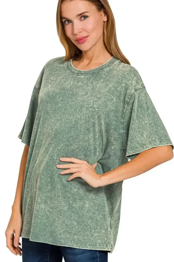 Zenana Washed Short Sleeve Top - Update AvenueT-ShirtsTrendsi1001002306417821001002306417820e18dd49 - 9ab9 - 4062 - 91ee - 9b6e103610aa - Max - OriginASH JADE