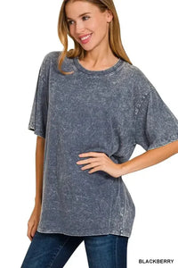 Zenana Washed Short Sleeve Top - Update AvenueT-ShirtsTrendsi100100576471578100100576471578915c069460ef44d48ae81815c28d5d42 - Max - OriginBLACKBERRY