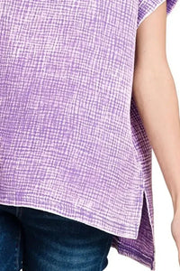 Zenana Woven Double Gauze Acid Washed Short Sleeve Top - Update AvenueT-ShirtsTrendsi100100947651780100100947651780405448c6 - 2e4e - 4fbb - 9bbd - 894a350c49a9 - Max - OriginLAVENDER