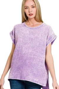 Zenana Woven Double Gauze Acid Washed Short Sleeve Top - Update AvenueT-ShirtsTrendsi1001009476517801001009476517800de49456 - 3840 - 4847 - a8ce - fb4d0ba2896d - Max - OriginLAVENDER