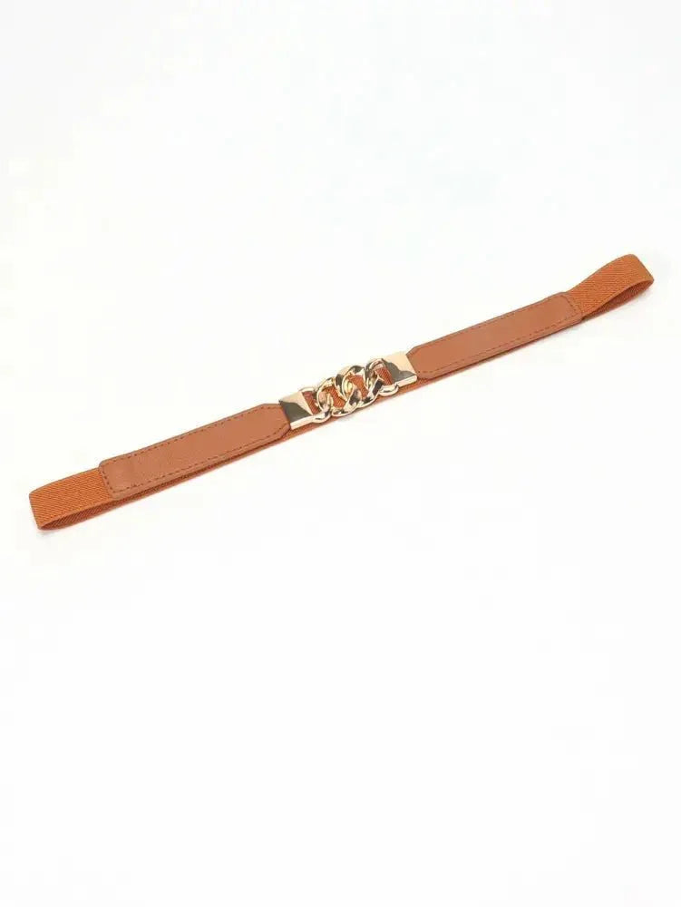 Zinc Alloy Buckle Elastic PU Belt - Update AvenueTrendsi100100896781632100100896781632Zinc Alloy Buckle Elastic PU BeltOchre/Gold