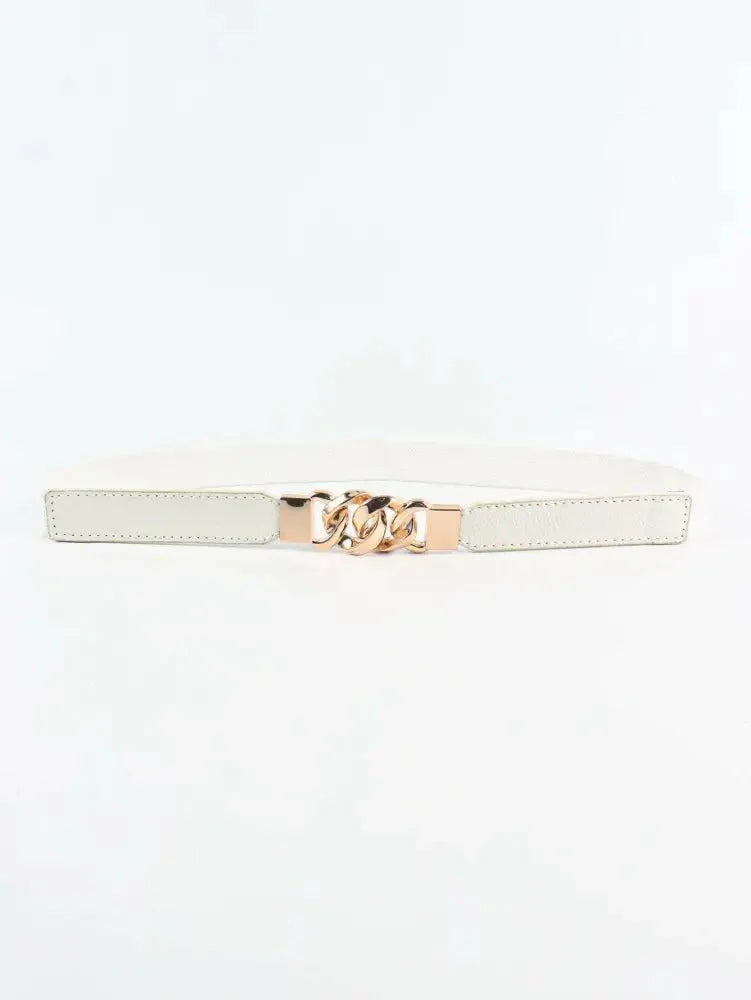 Zinc Alloy Buckle Elastic PU Belt - Update AvenueTrendsi100100896782160100100896782160Zinc Alloy Buckle Elastic PU BeltWhite/Gold