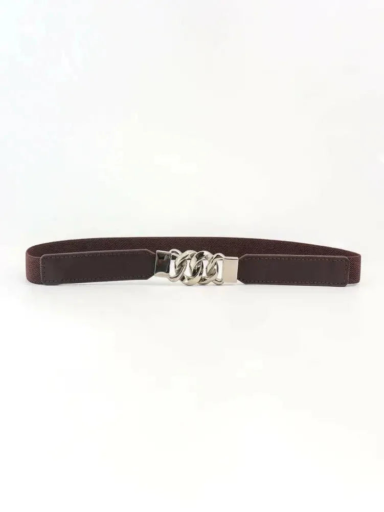 Zinc Alloy Buckle Elastic PU Belt - Update AvenueTrendsi100100896782351100100896782351Zinc Alloy Buckle Elastic PU BeltChocolate/Silver