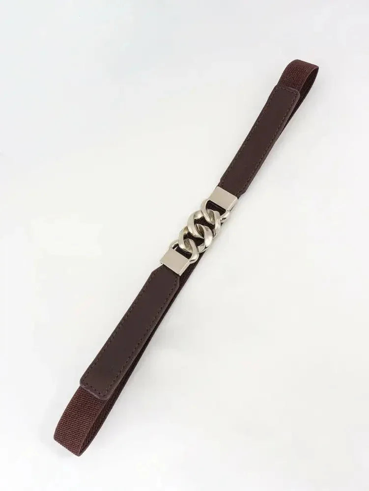 Zinc Alloy Buckle Elastic PU Belt - Update AvenueTrendsi100100896782351100100896782351Zinc Alloy Buckle Elastic PU BeltChocolate/Silver