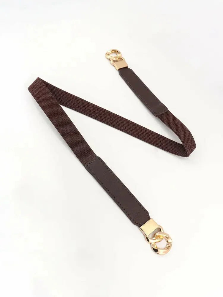 Zinc Alloy Buckle Elastic PU Belt - Update AvenueTrendsi100100896784703100100896784703Zinc Alloy Buckle Elastic PU BeltChocolate/Gold
