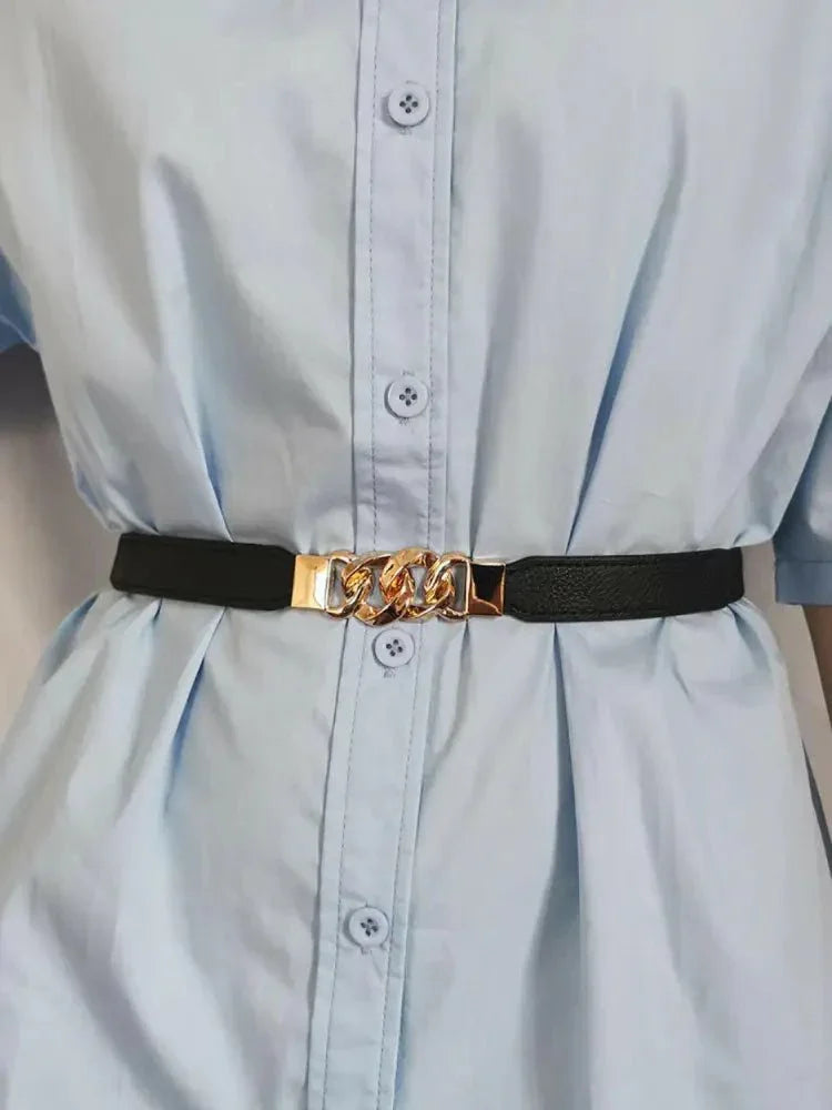 Zinc Alloy Buckle Elastic PU Belt - Update AvenueTrendsi100100896787472100100896787472Zinc Alloy Buckle Elastic PU BeltBlack/Gold