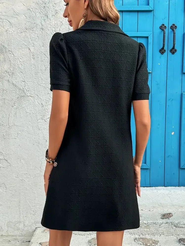 Zip Collar Short Sleeve Casual Mini Dress - Update AvenueDaily EssentialsTrendsi100100165427867100100165427867b3dbc617966e4ea883f602563d11dd92 - Max - OriginBlack