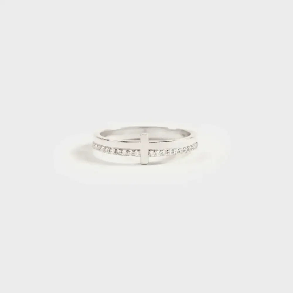 Zircon 925 Sterling Silver Cross Ring
