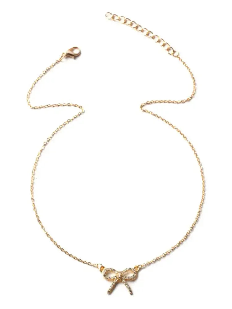 Zircon Bow Pendant Necklace