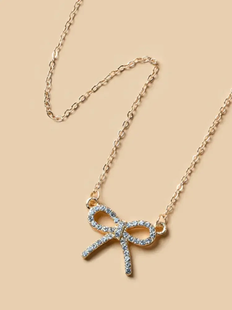 Zircon Bow Pendant Necklace