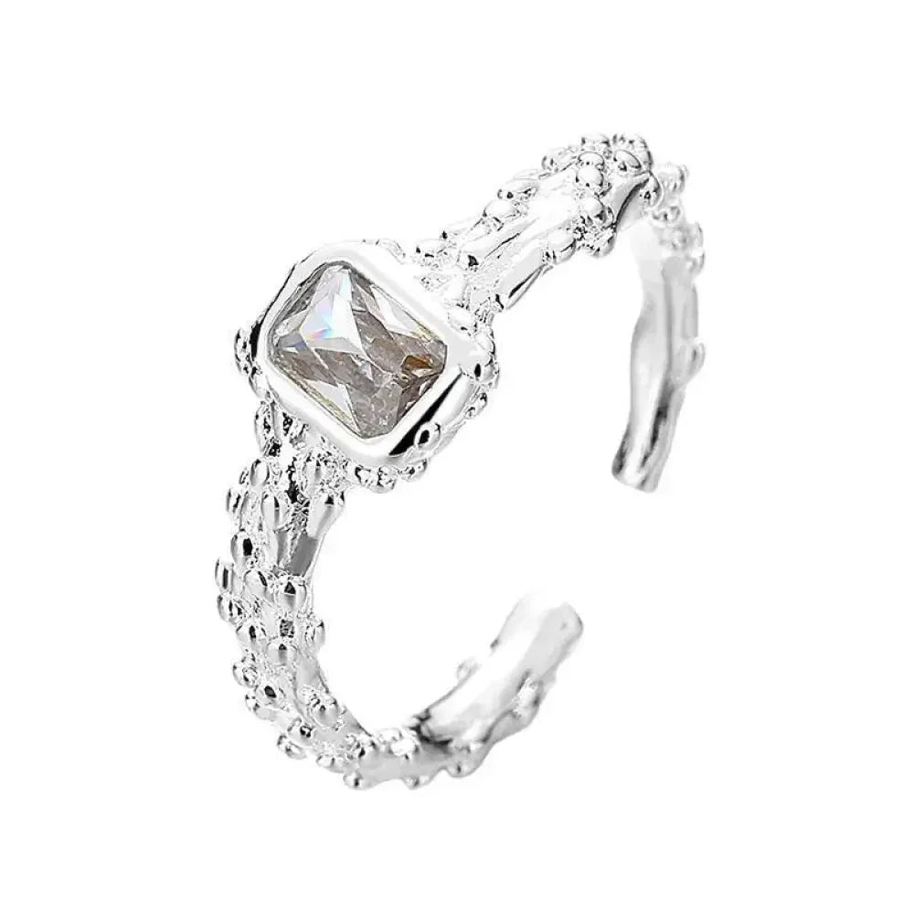 Zircon opening niche design feeling ins cold wind light luxury irregular French personality texture trendy cool female ring - Update AvenueUpdate Avenues131382240404001Zircon opening niche design feeling ins cold wind light luxury irregular French personality texture trendy cool female ringWhite gold