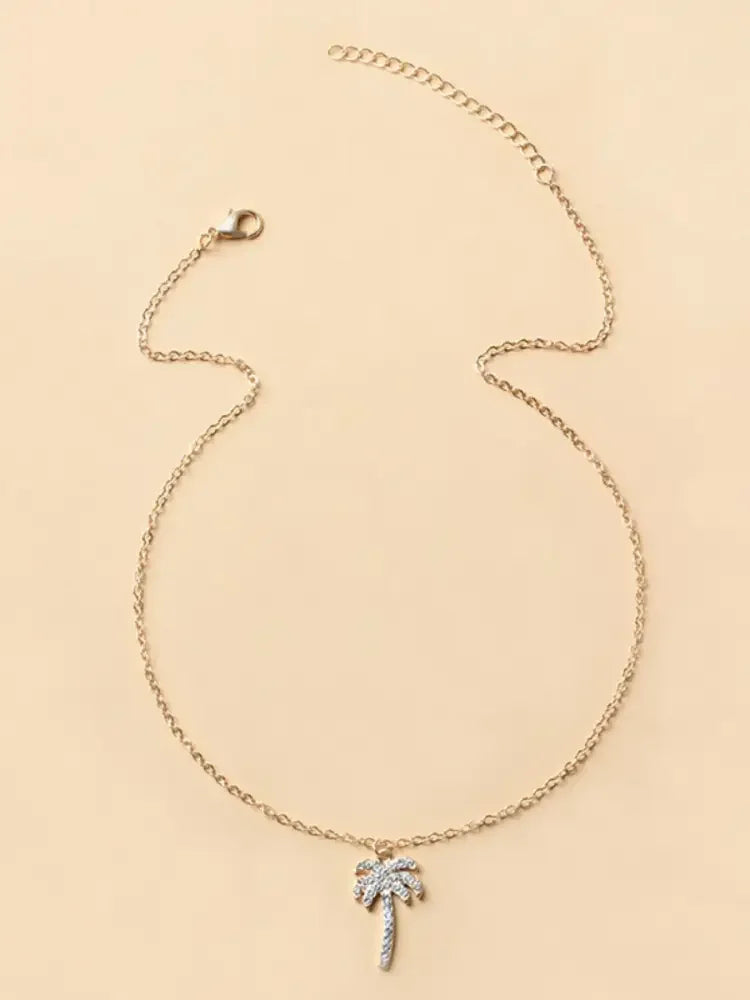 Zircon Palm Tree Pendant Necklace