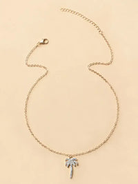 Zircon Palm Tree Pendant Necklace