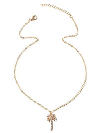 Zircon Palm Tree Pendant Necklace